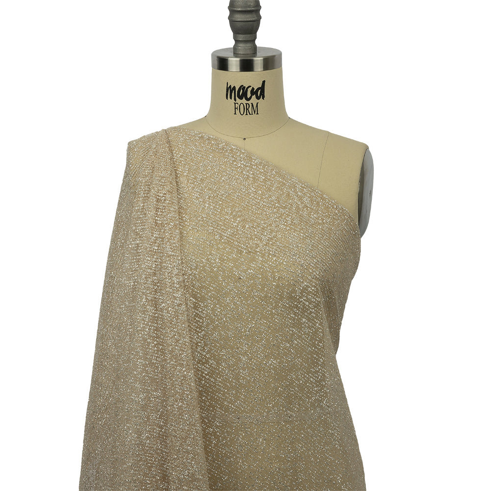 Glitter Tulle - Champagne and Silver Abstract Striations - Flare Collection - Joann Fabrics