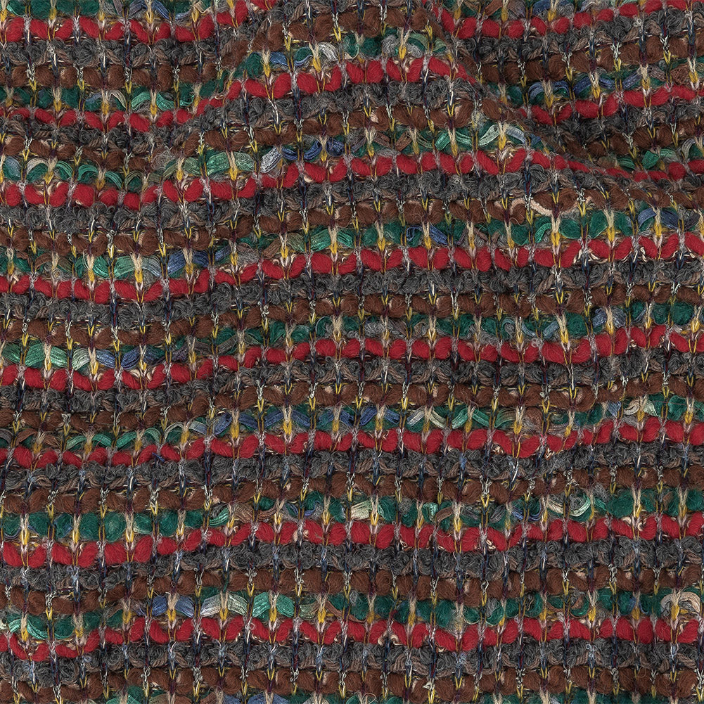 Red, Green and Brown Chunky Stripes Wool Knit - Joann Fabrics