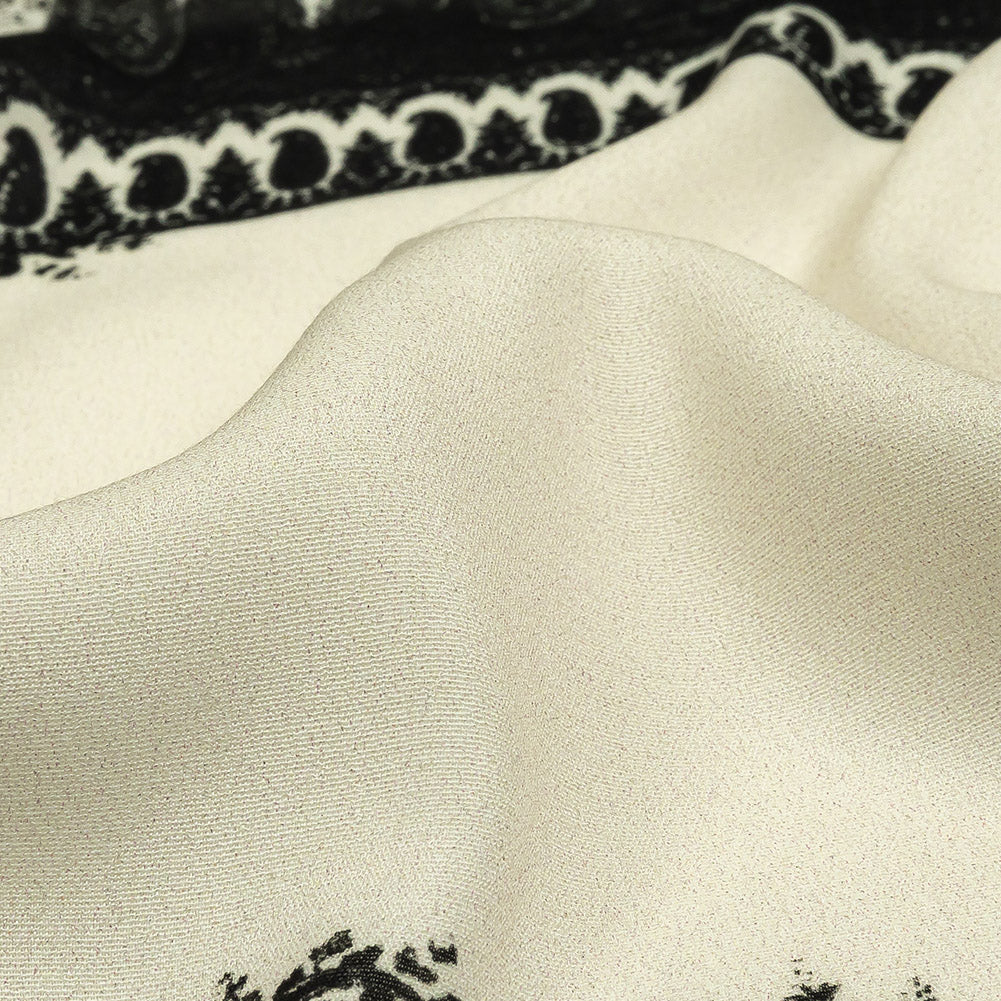 Viscose Crepe Print - Black and Cream Paisley Patches - Mood Exclusive Speak and Enter - Joann Fabrics