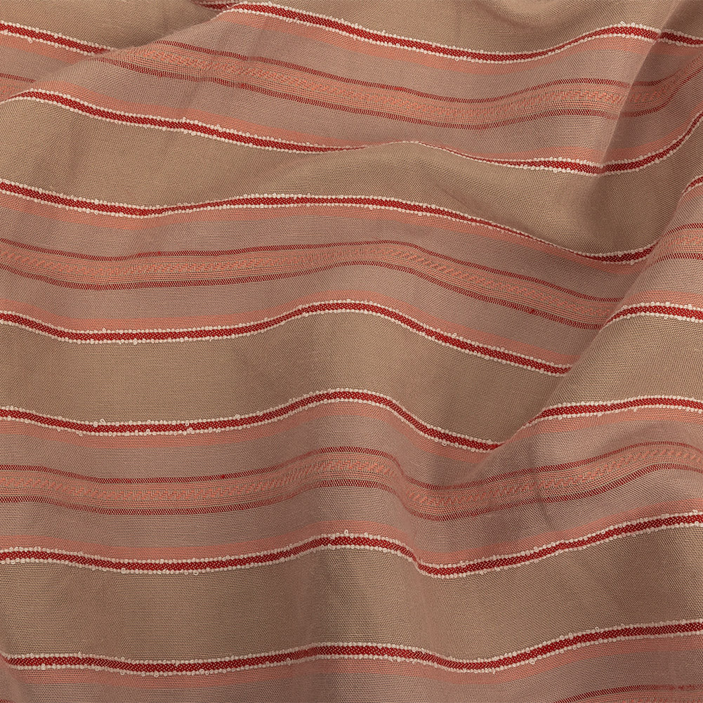 Crockery, Red and Coral Linen Woven with Raised Jacquard Stripes - Joann Fabrics