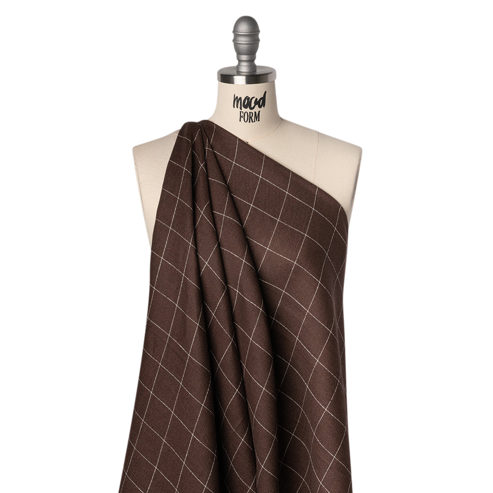 Linen Twill - Chocolate Brown and White Windowpane Check - Joann Fabrics