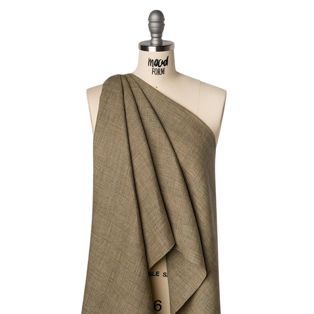 Medium Weight Linen Woven - Cream, Beige and Green Glen Check - Joann Fabrics