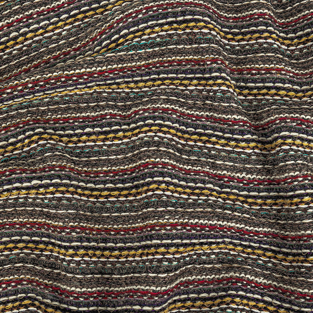 Taupe, Red and Yellow Striped Chunky Wool Knit - Joann Fabrics