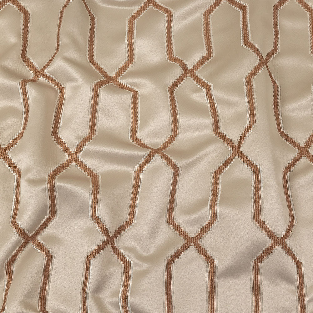 British Imported Copper Satin-Faced Geometric Drapery Jacquard - Joann Fabrics