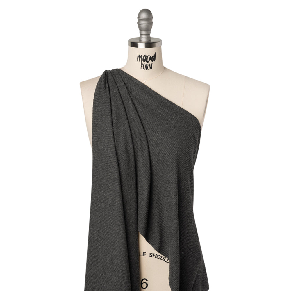 Brushed Cozy Stretch Viscose 2x2 Rib Knit - Anthracite Gray - Deadstock - Joann Fabrics