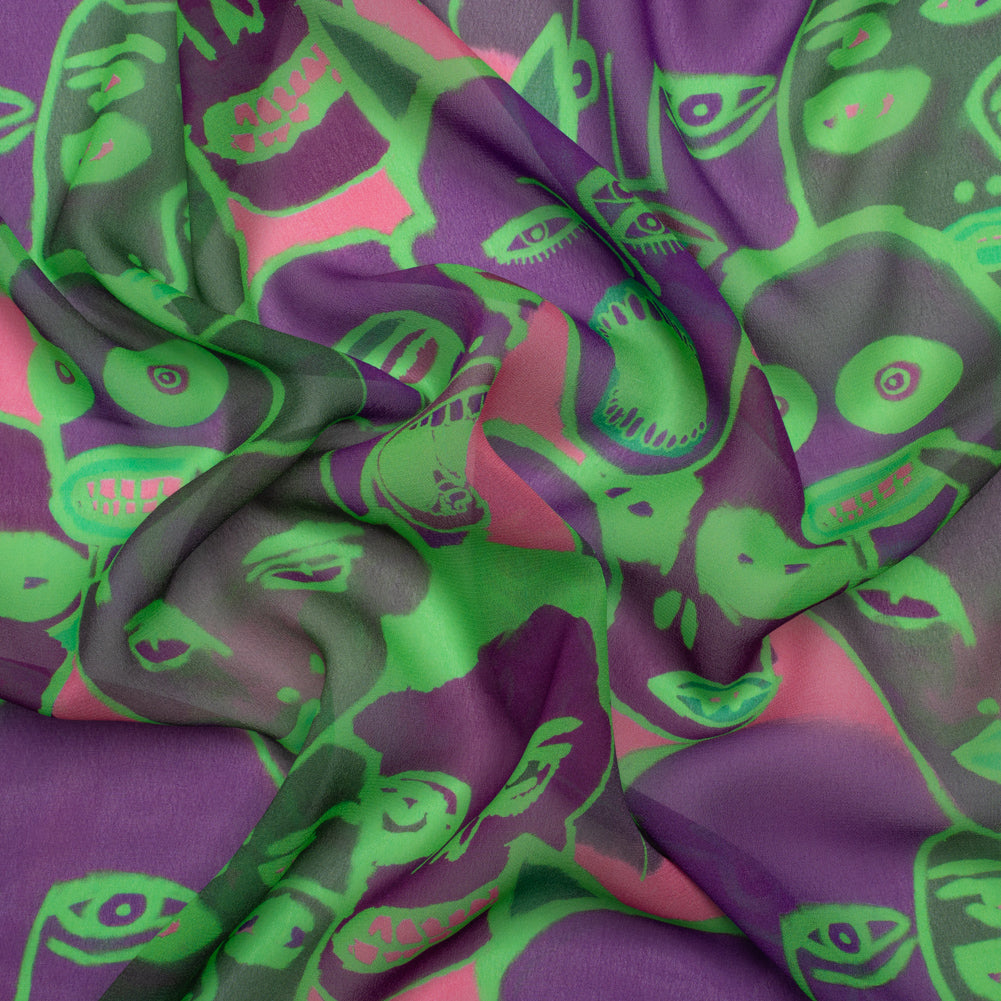 Mood Exclusive Neon Green Nefarious Fiends Viscose Chiffon - Joann Fabrics