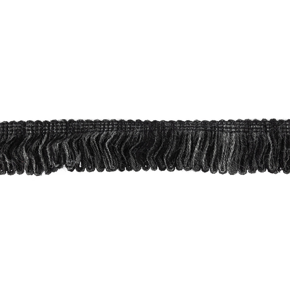 Black, Charcoal and Light Gray Fuzzy Acrylic Fringe Trimming - 1.5