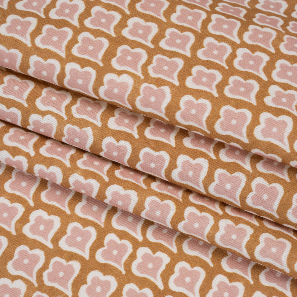 Brushed Cotton and Linen Canvas Print - Gold Flower Petal Ogees - British Imported - Joann Fabrics