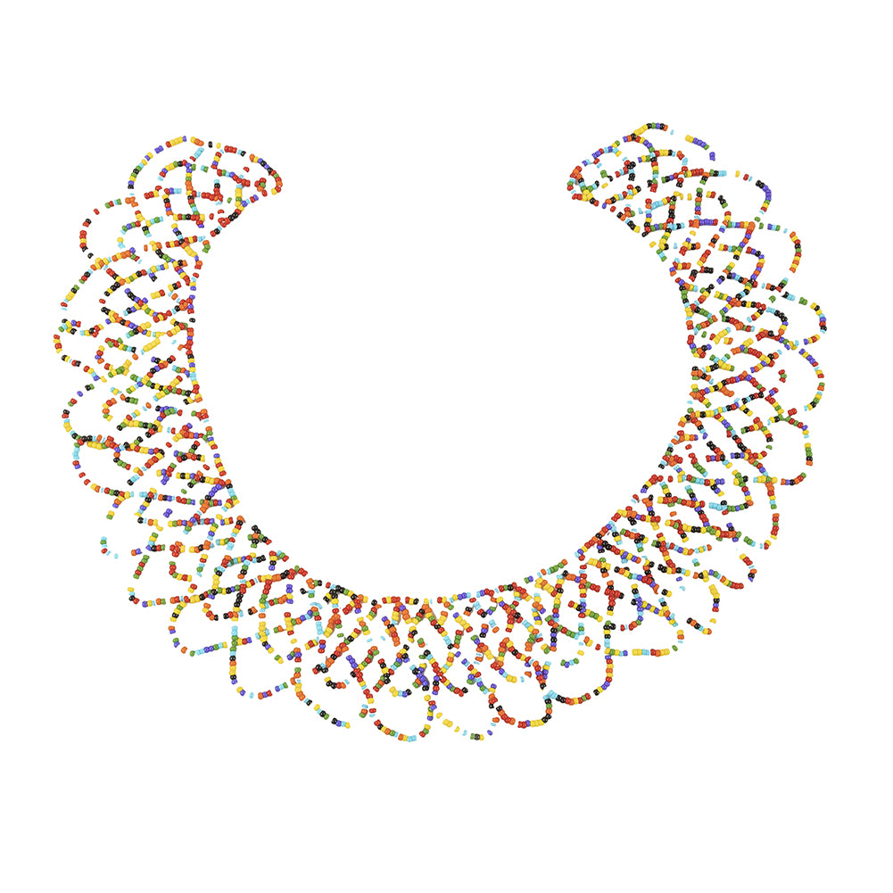 Vintage Multicolored Beaded Abstract Neck Applique - 9