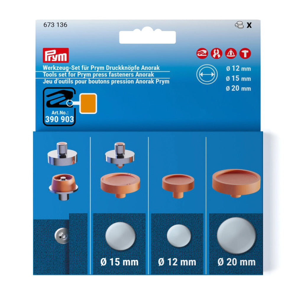 Prym VARIO Creative Tool Set for Anorak Press Fasteners - 12mm, 15mm and 20mm - Joann Fabrics