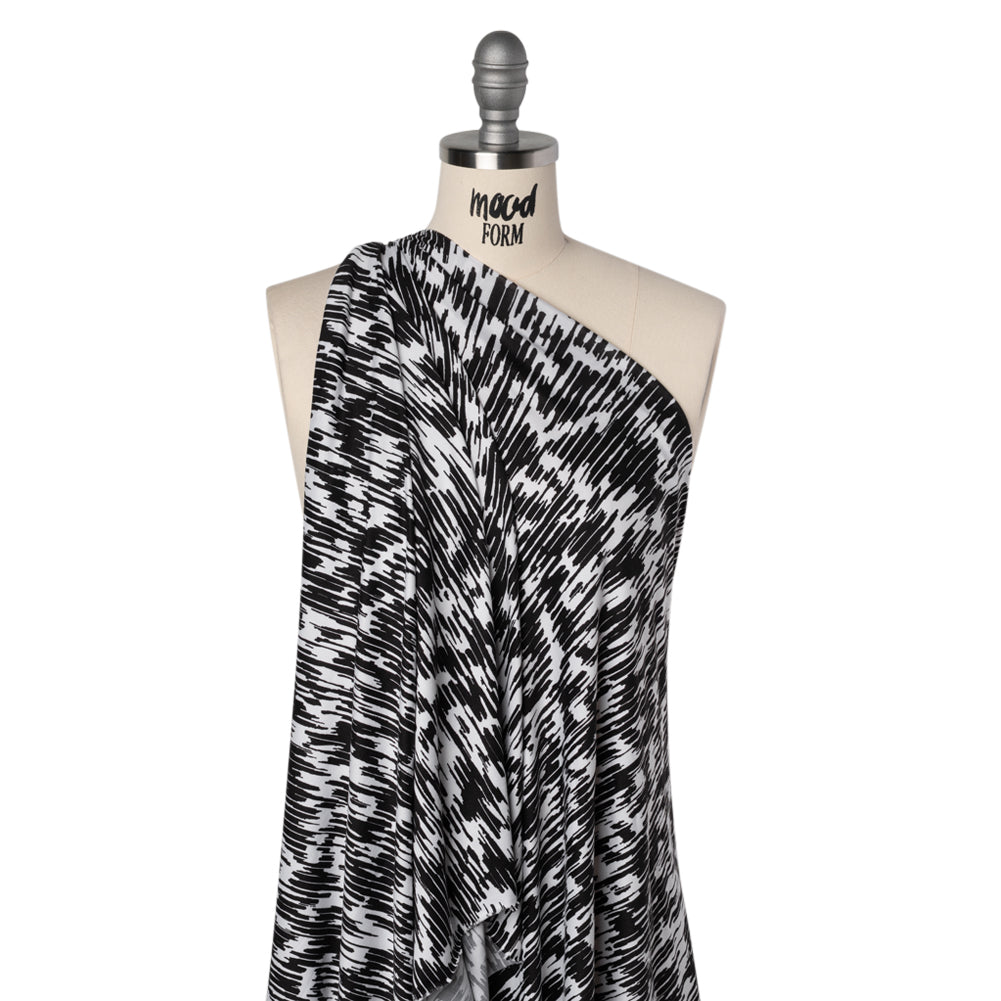 Stretch Polyester ITY Jersey - Black and White Abstract - Deadstock - Joann Fabrics