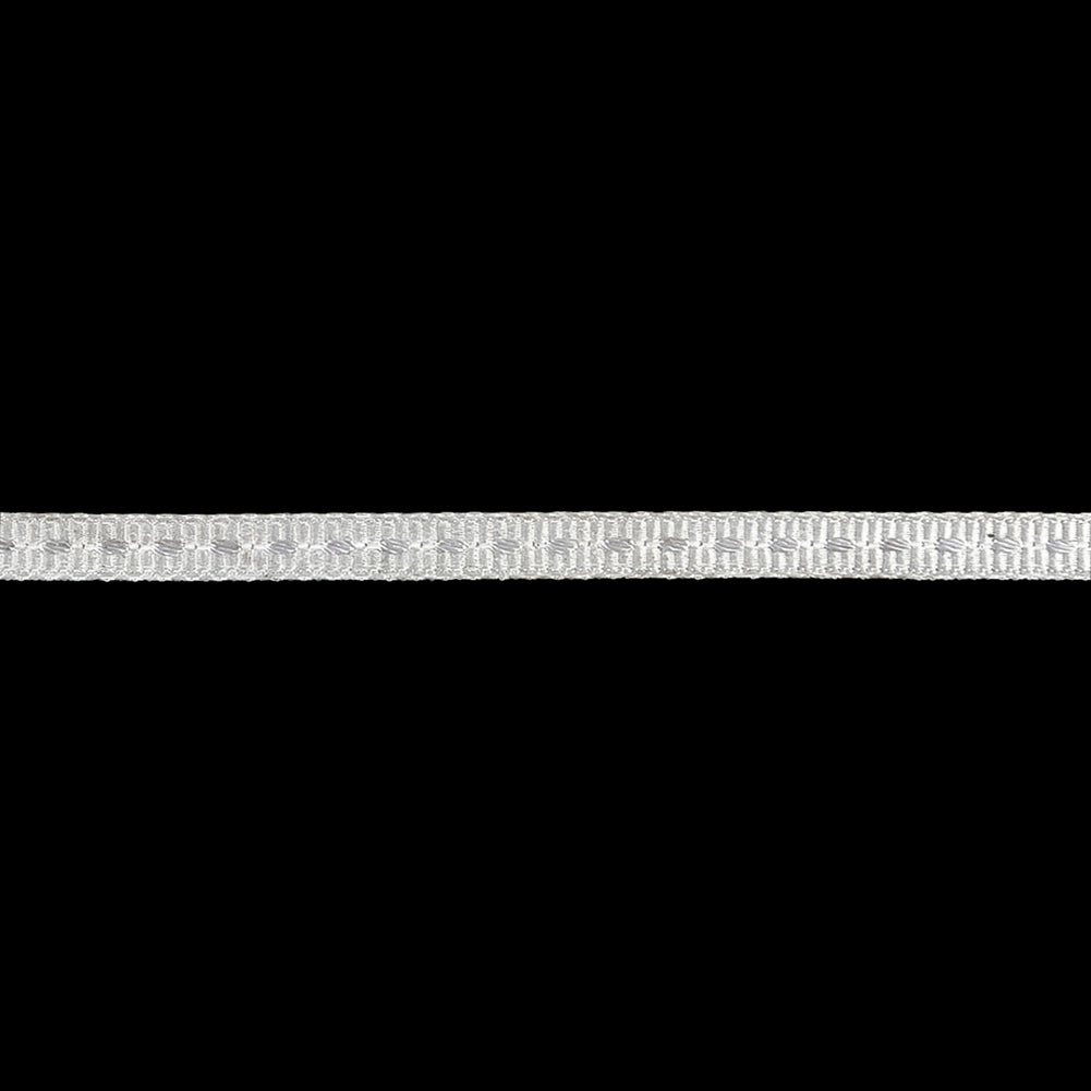 White Grosgrain Ribbon with Lucent White Stitching - 0.25