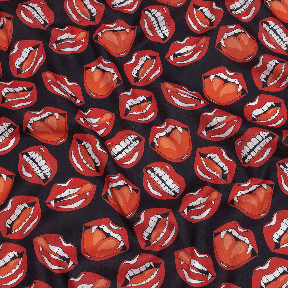 Mercerized Organic Egyptian Cotton Voile - Red and Black Vampire Lips - Toulouse Collection - Joann Fabrics