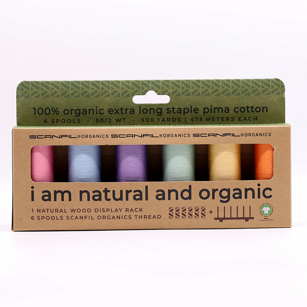 SCANFIL® 50wt Organic Pima Cotton Thread Set - 6ct 500yd Spools & Wood Rack - Pastels - Joann Fabrics