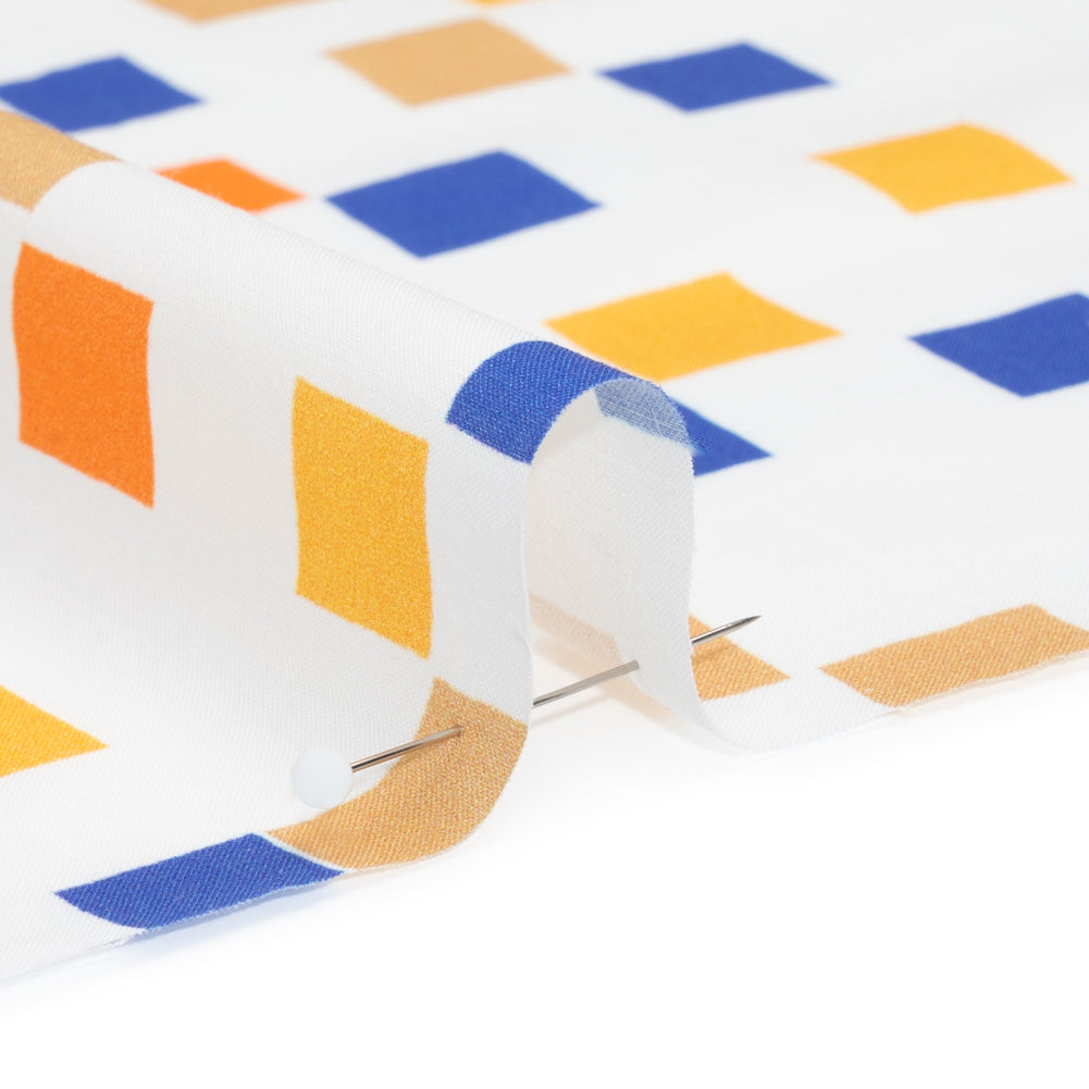 Cotton Voile Print - Blue and Orange Sqare Confetti - Mood Exclusive Cubic Field - Joann Fabrics