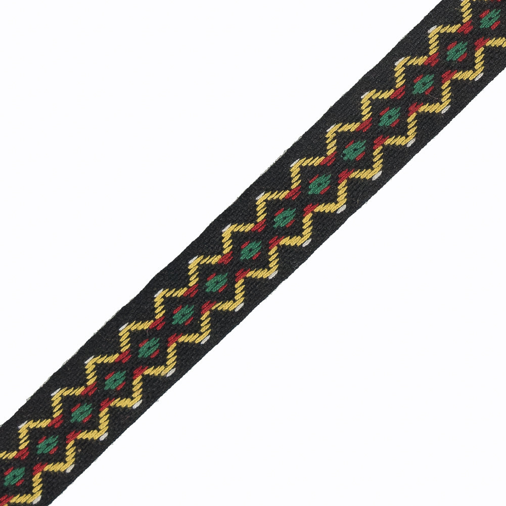 Black and Yellow Geometric Jacquard Ribbon - 0.5