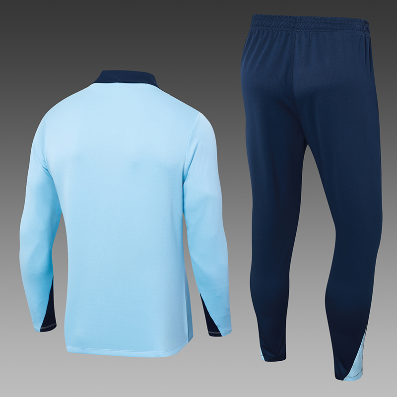 2024-2025 France Half-Pull Training Suit Baby Blue Football Shirt Set