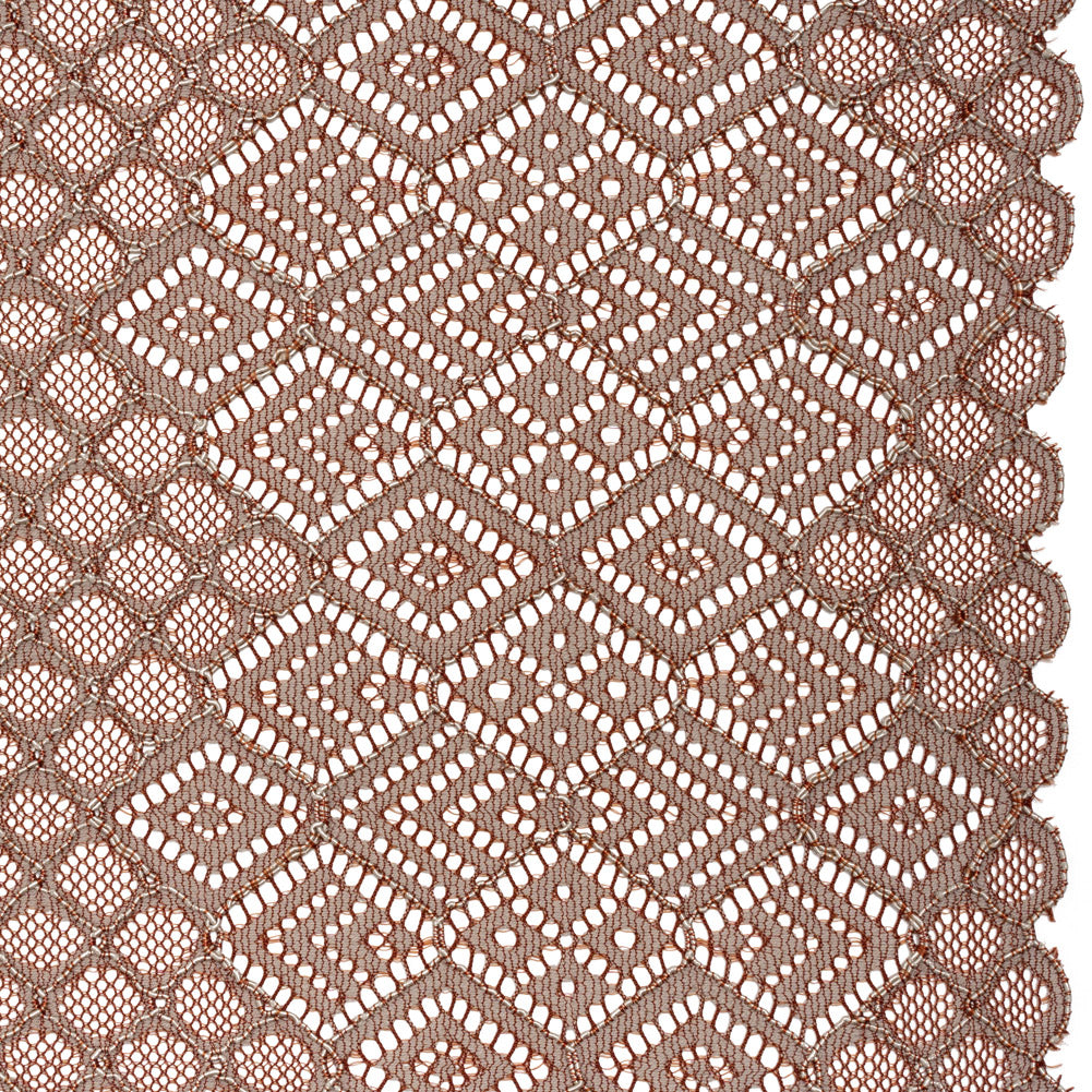 Corded Lace with Finished Edges - Maroon and Taupe Decorated Diamond Stripes - Joann Fabrics