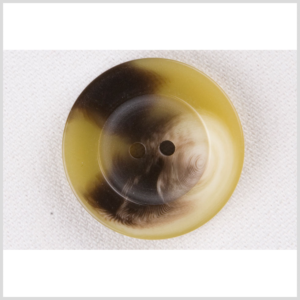 Plastic 2-Hole Button - 36L/23mm - Olive Green and Dark Brown Swirls Wide Rim - Joann Fabrics