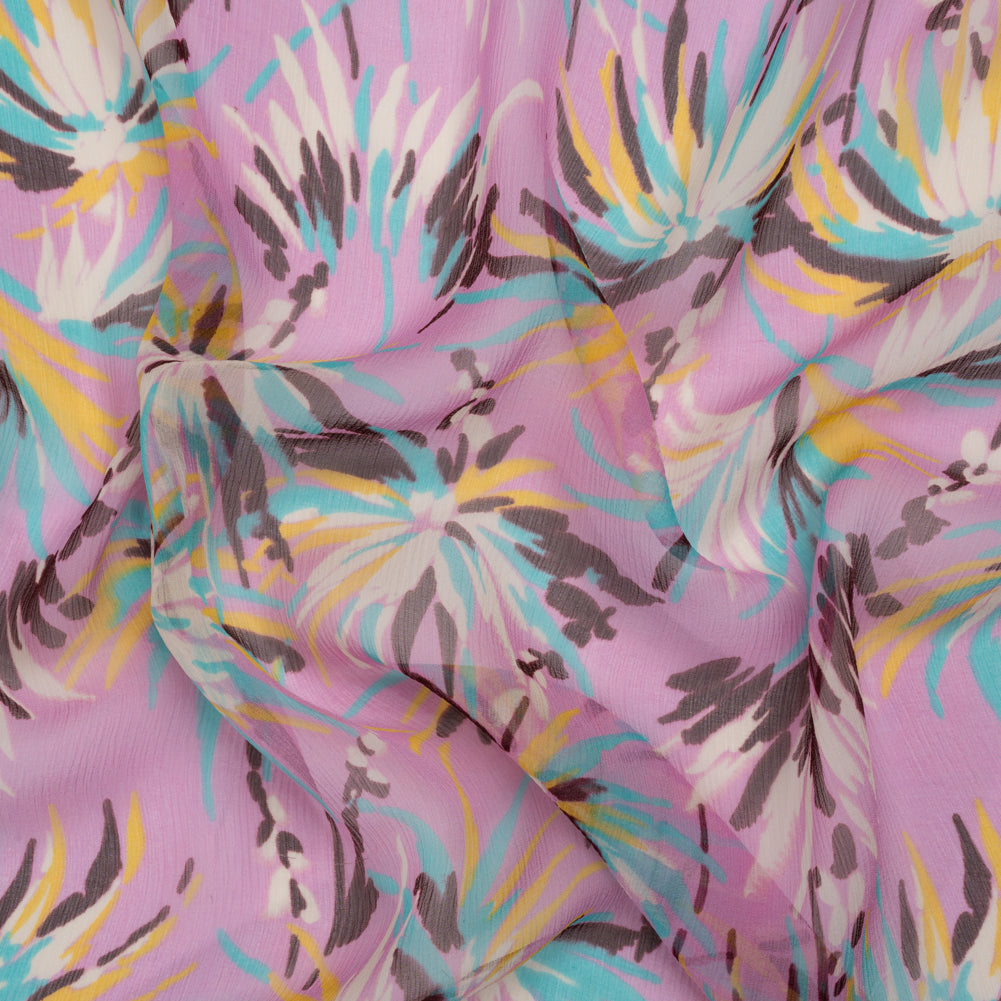 Orchid, Turquoise and Yellow Dreamy Daisies Crinkled Silk Chiffon - Joann Fabrics