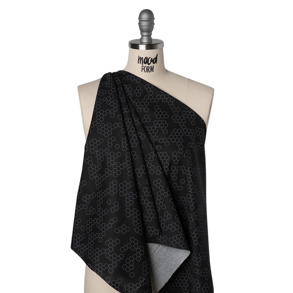 Printed Quilting Cotton by Ghazal Razavi for FIGO Studio - Black and Gray Hexies - Dusk Collection - Joann Fabrics