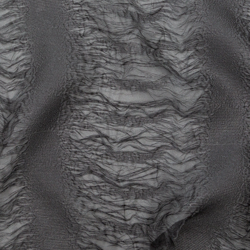 Metallic Double Layer Organza - Black and Silver Iridescent Stripes - Joann Fabrics