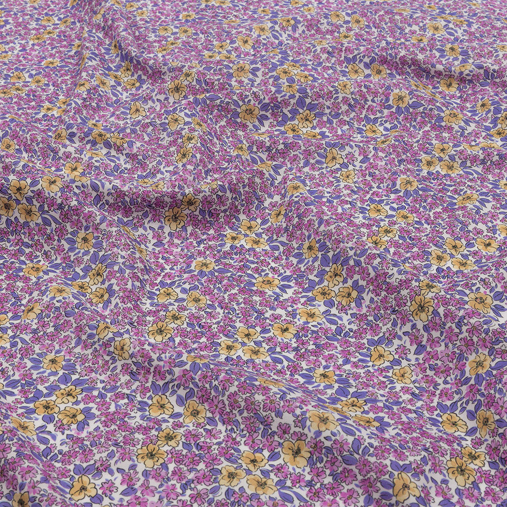 Cotton Voile - Pink and Yellow Floral - Springtime Saunter Print - Mood Exclusive Secret Garden Collection - Joann Fabrics