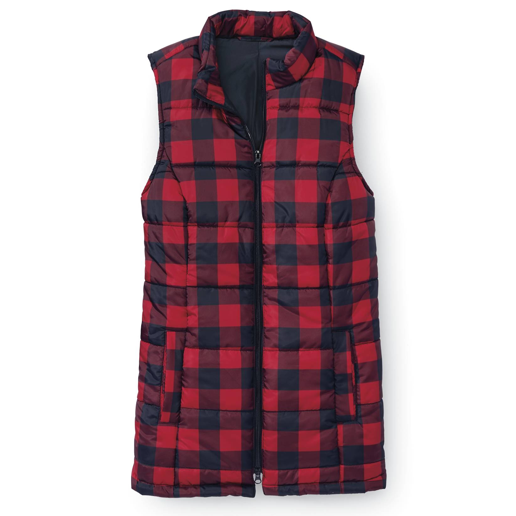 Long Quilted Buffalo-Check Vest - Northstyle Catalog