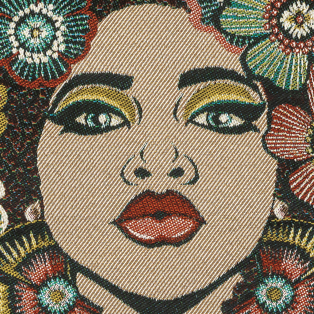 French Green Floral Destiny Cotton Blend Oversized Square Patch - 18.875