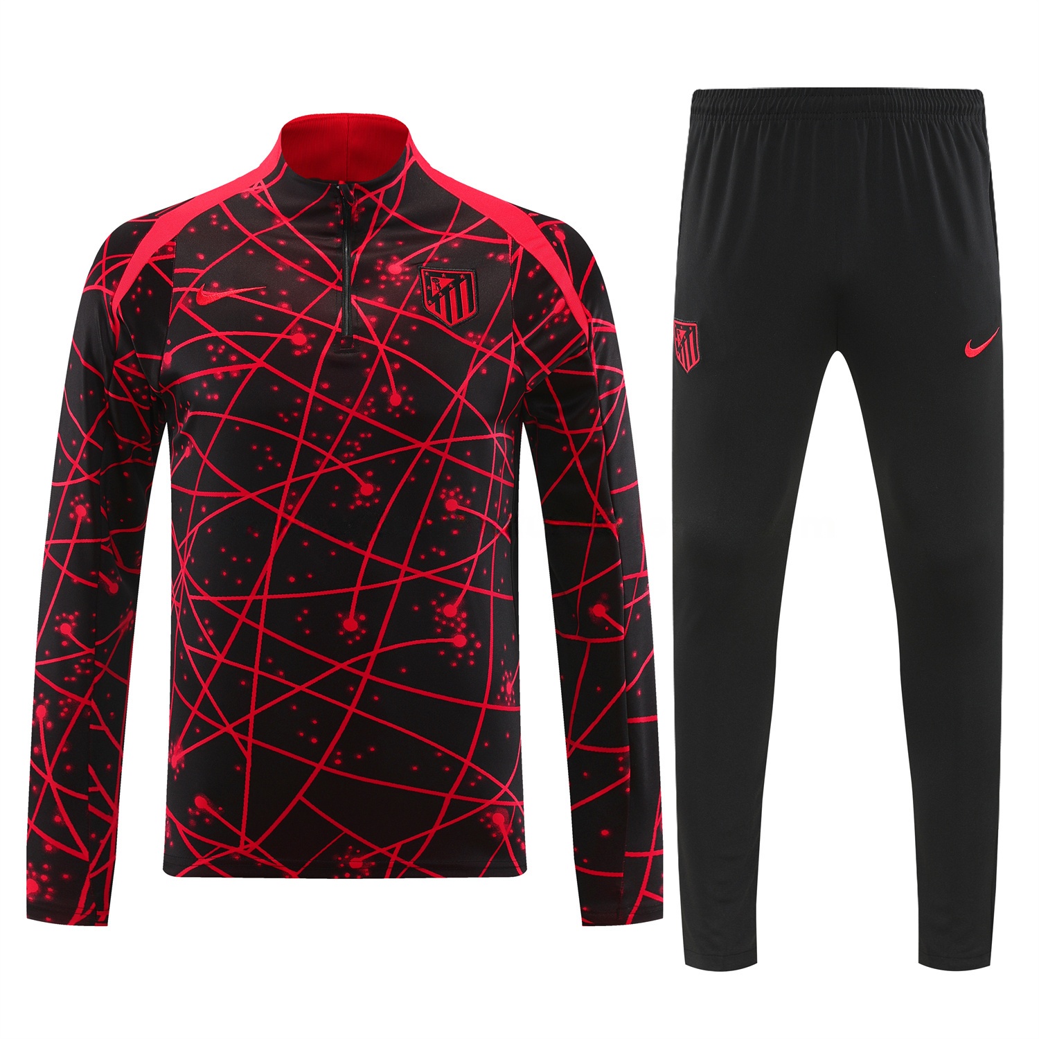 Atletico Madrid 25-26 Long Sleeves Training Set - Red Top & Black Pants - UnitedFutballJersey