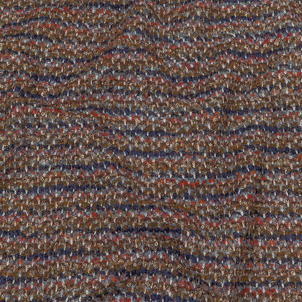Italian Tan, Red and Blue Striped Boucle Chunky Wool Sweater Knit - Joann Fabrics
