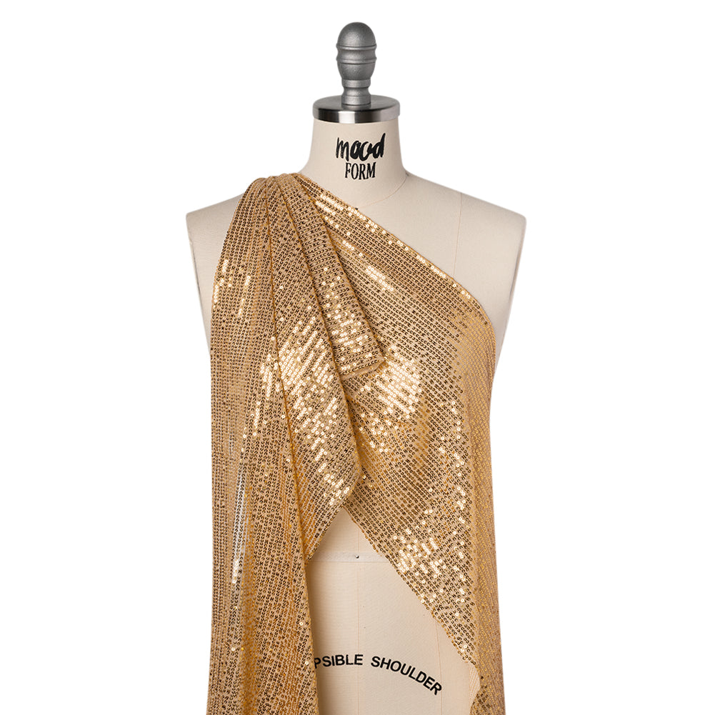 Recycled Polyester Circle Sequin Stripes on Stretch Mesh - Gold - Transcendent Collection - Joann Fabrics