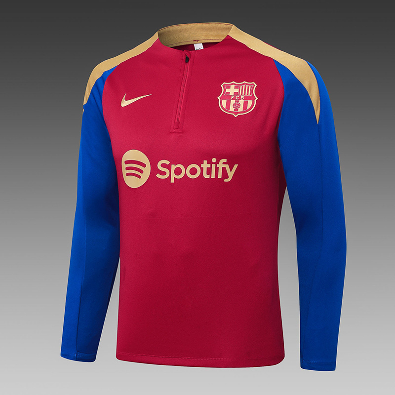 2024/2025 Barcelona Half-Pull Training Suit Red Blue Jersey Set