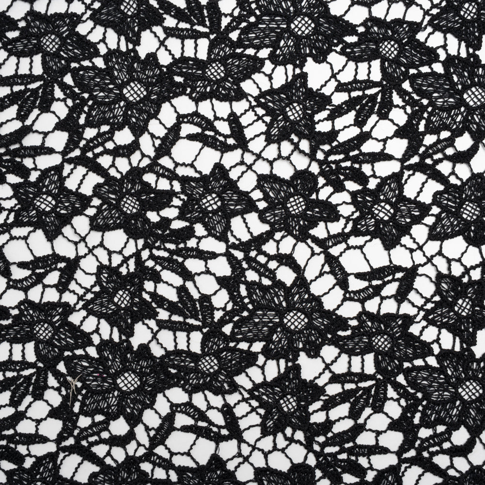 Guipure Lace with Finished Edges - Black Floral - Designer Deadstock - Joann Fabrics