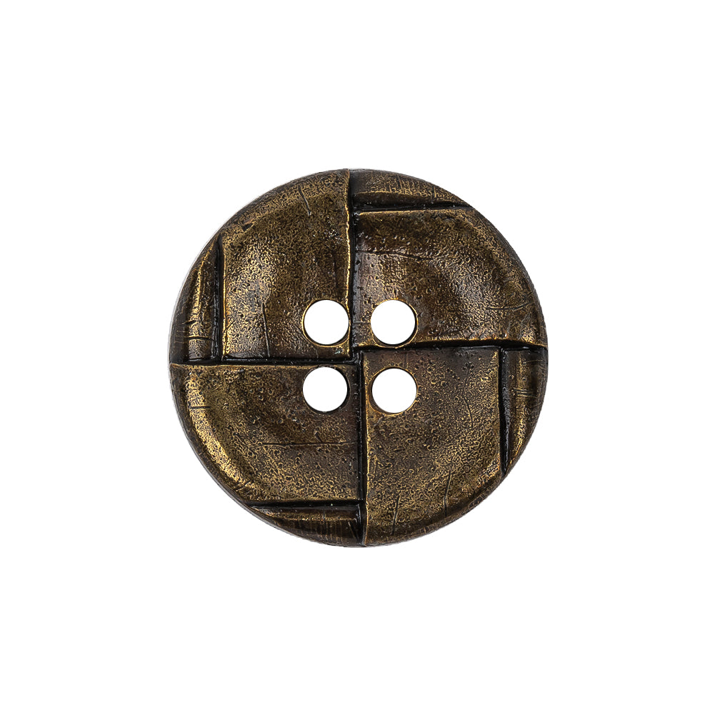 Italian Antique Brass Embossed Four Hole Saucer Button - 36L/23mm - Joann Fabrics