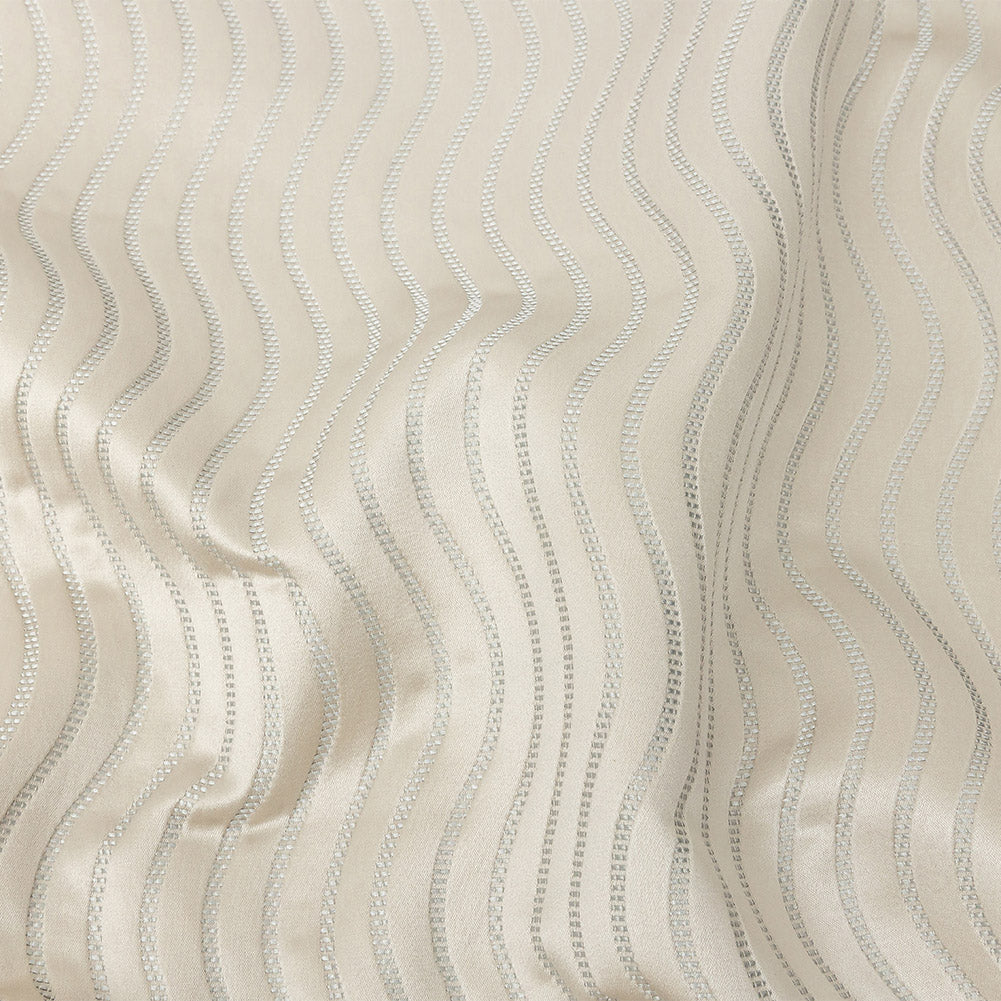 Satin-Faced Jacquard - Taupe Wavy Lines - British Imported - Joann Fabrics