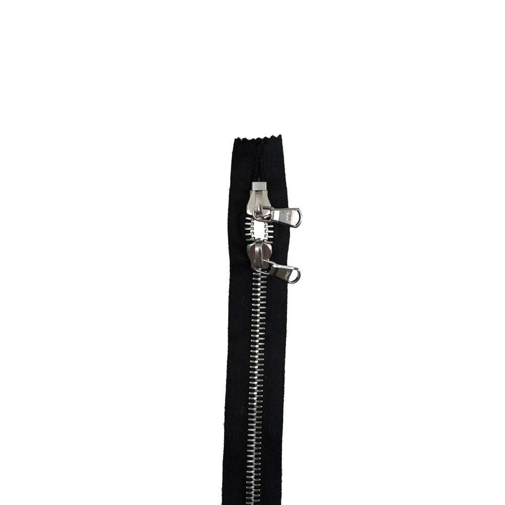 Lampo 2 Way Black and Silver Closed Ended Metal Zipper - 31
