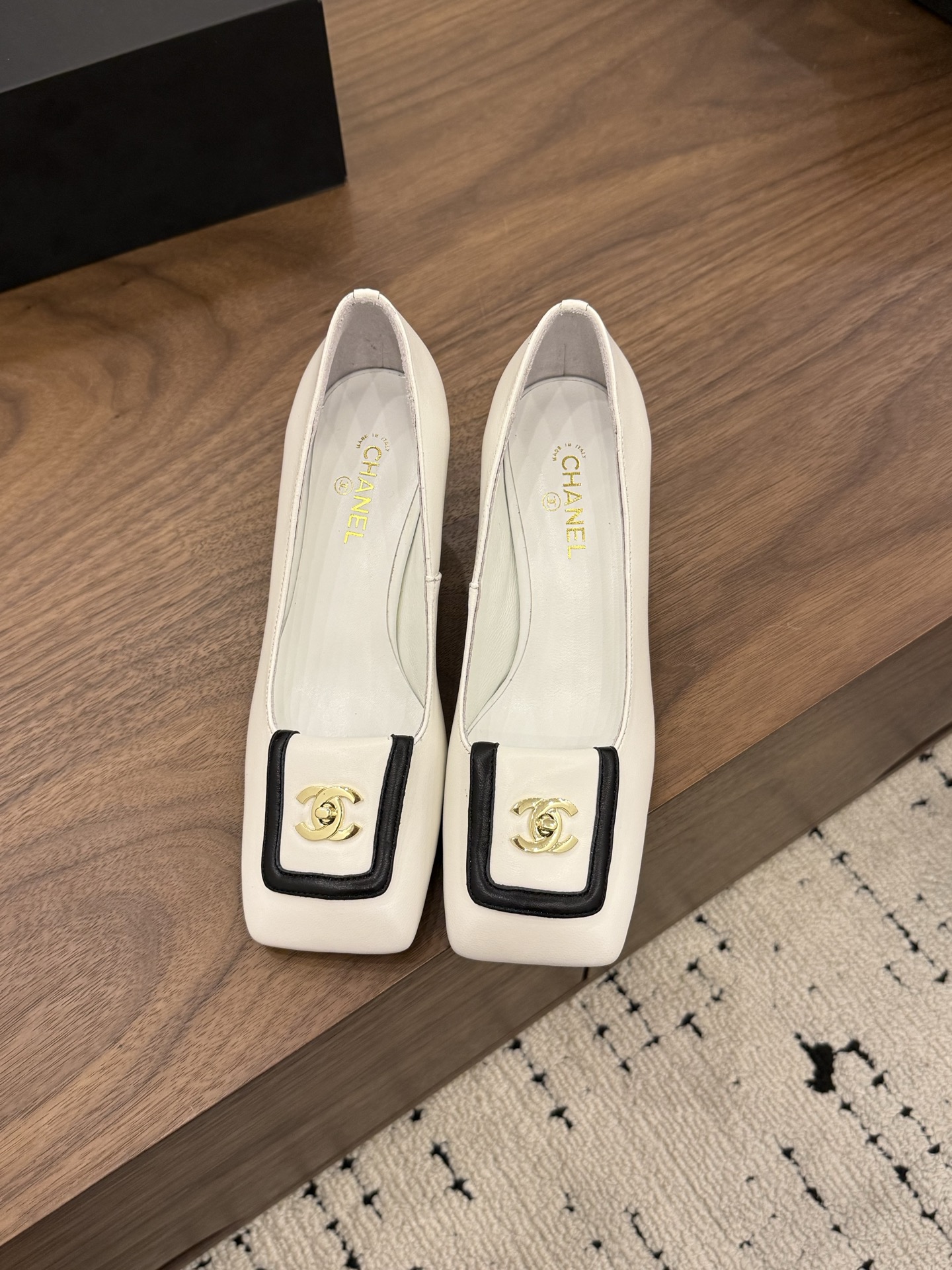 Chanel Square-Toe Block-Heel Pumps