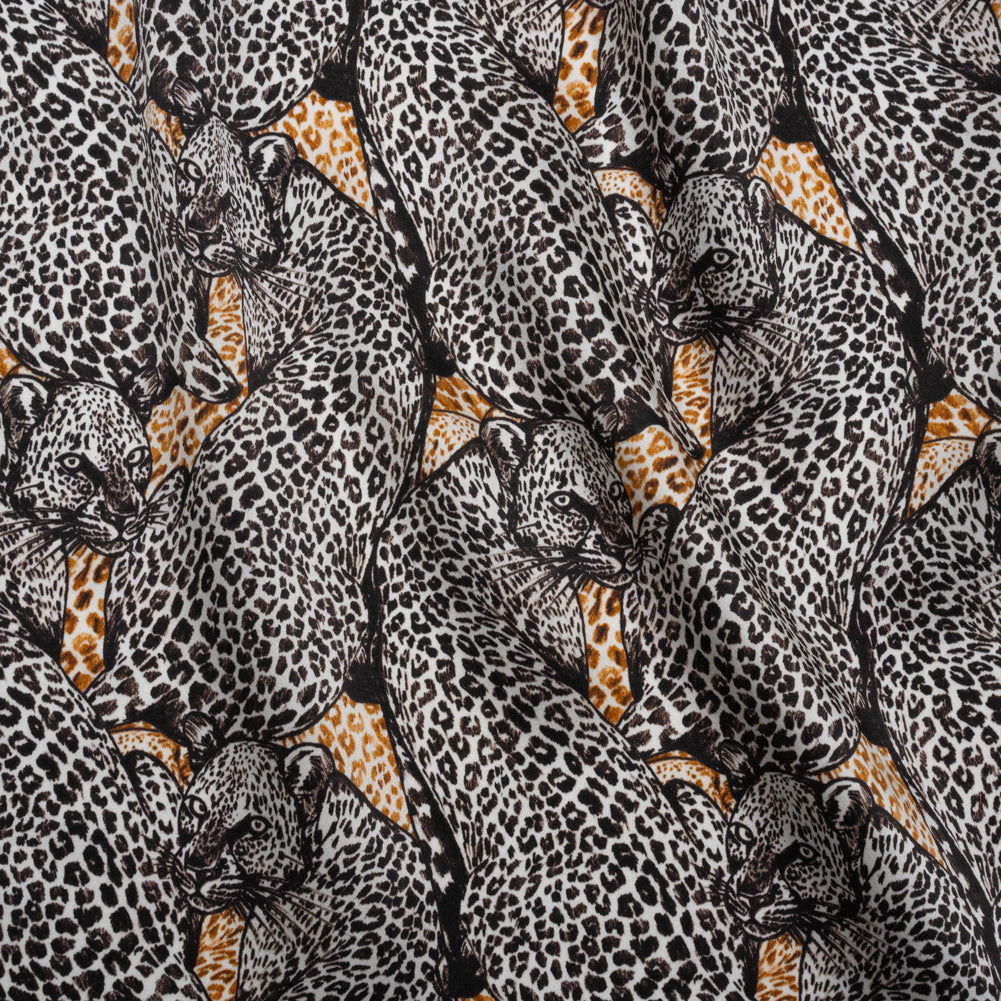 Silk Charmeuse 19mm - White, Black and Beige Snow Leopards - Joann Fabrics