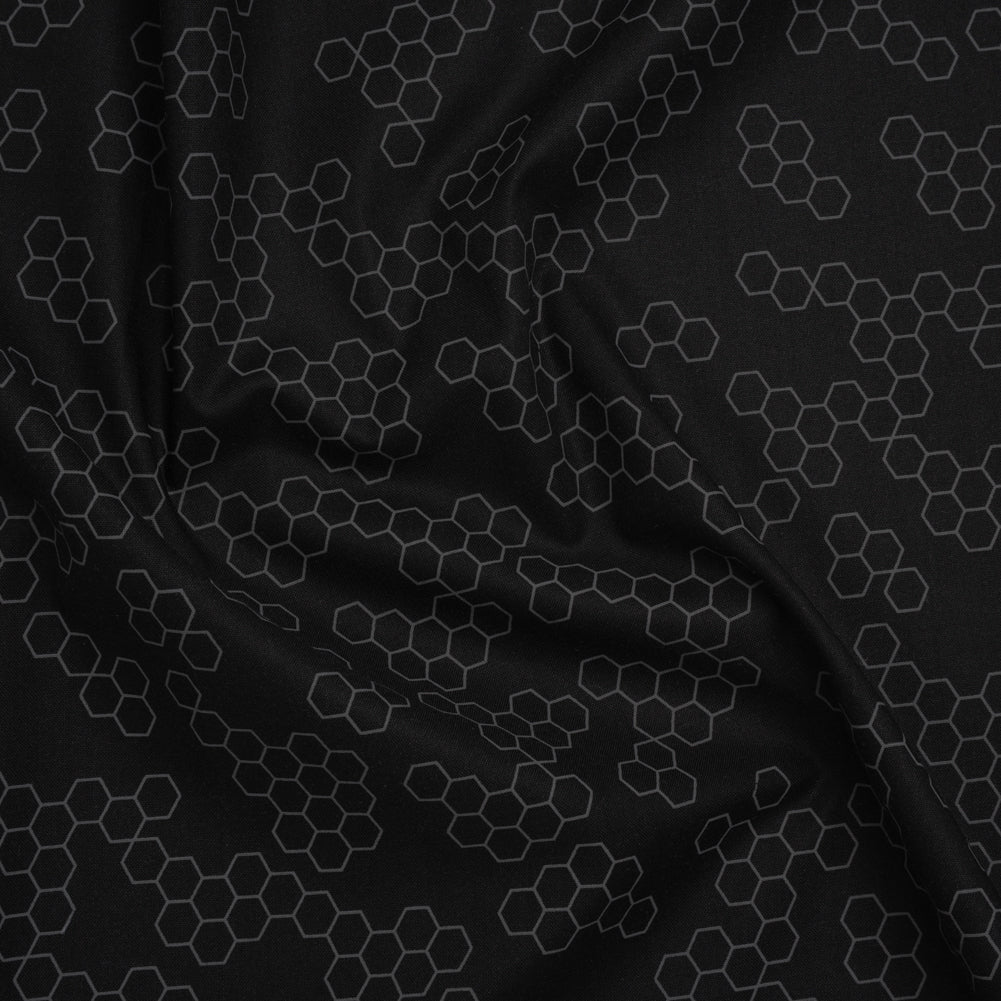 Printed Quilting Cotton by Ghazal Razavi for FIGO Studio - Black and Gray Hexies - Dusk Collection - Joann Fabrics
