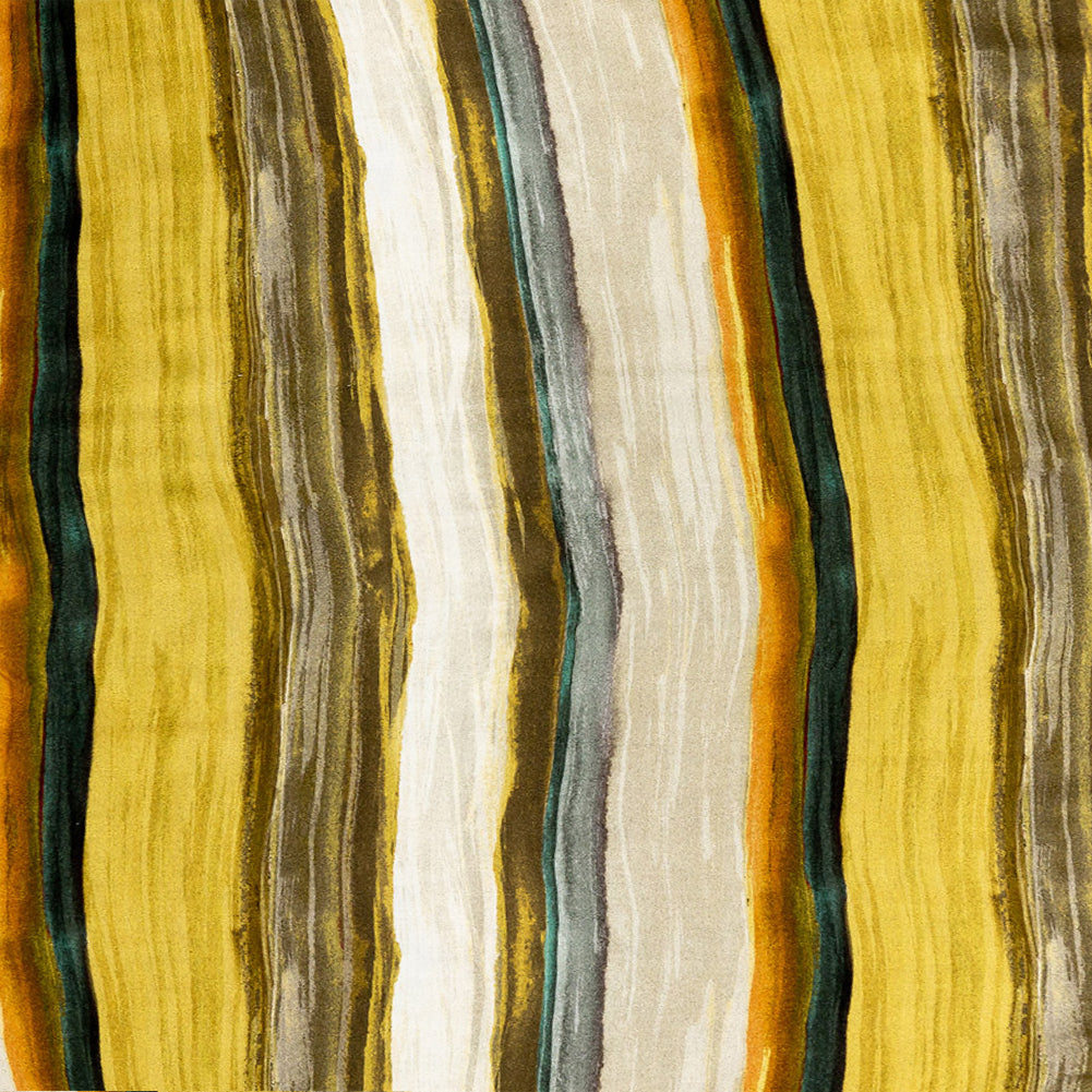 Rayon Challis - Yellow and Royal Blue Painted Stripes - Nilotic Wasteland Print - Mood Exclusive Tumunyana Collection - Joann Fabrics