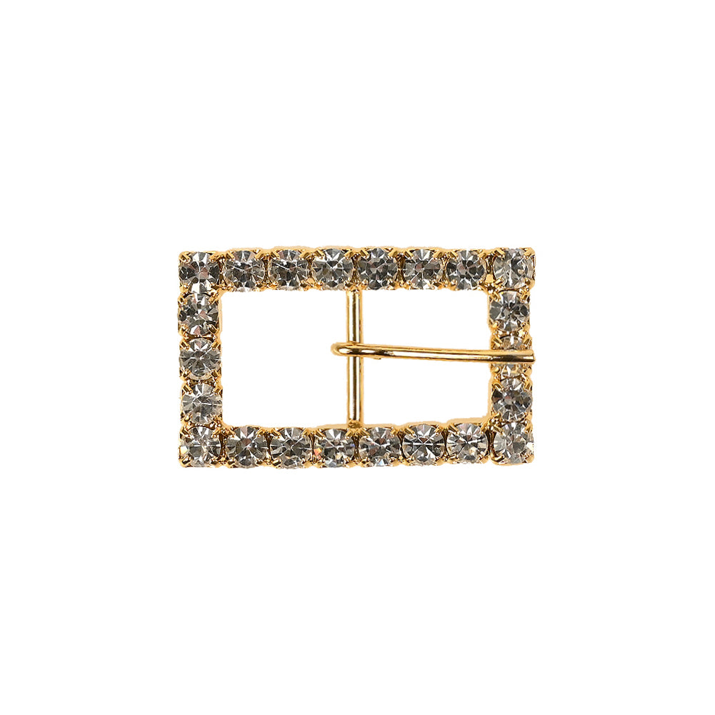 Swarovski Crystal and Gold Rectangular Rhinestone Buckle - 1