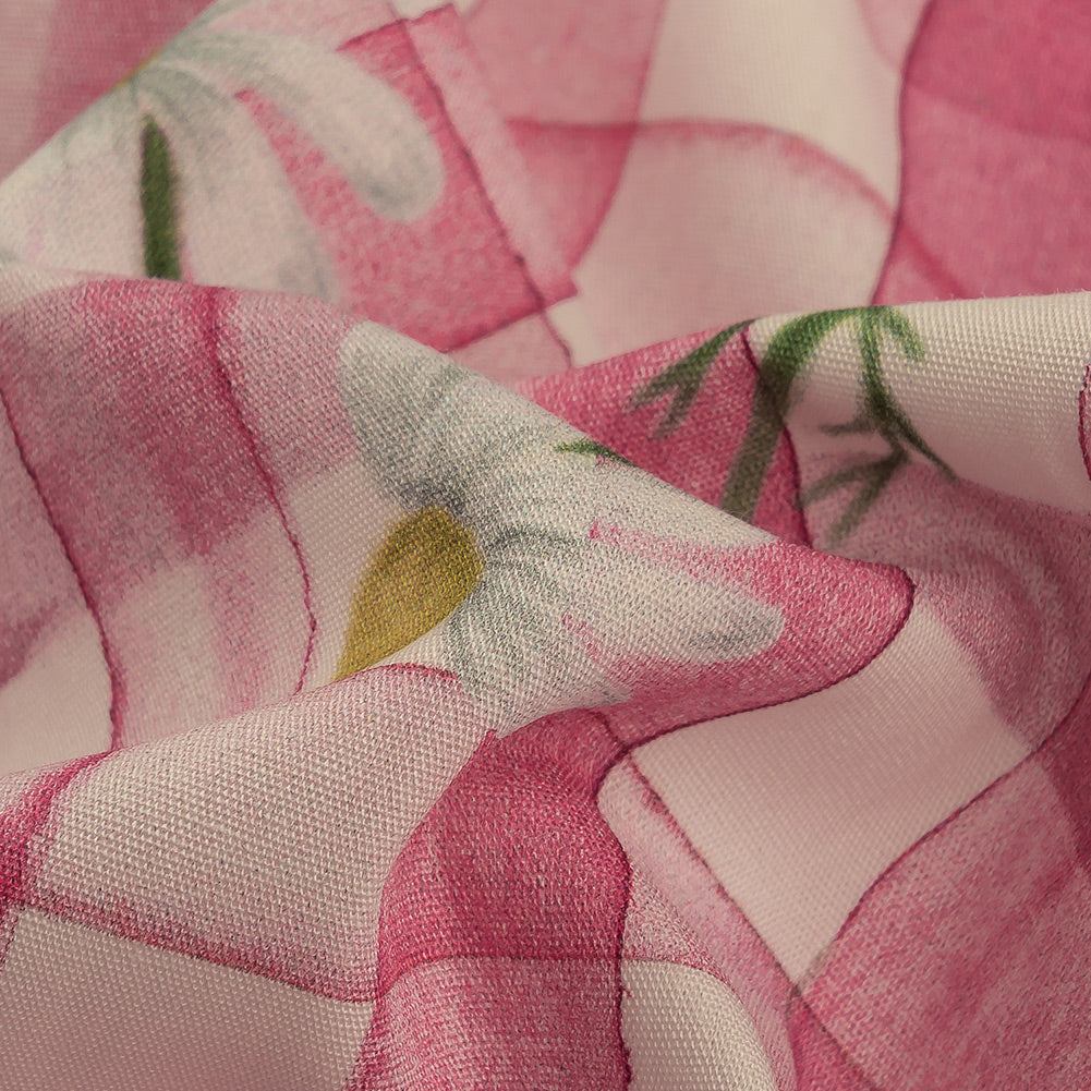 Cotton Poplin Print - Fuchsia Pink Gingham and Floral - Mood Exclusive Daisy Chain - Joann Fabrics