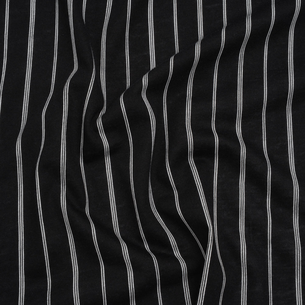 Cotton and Viscose Jersey Print - Black and White Striped - Deadstock - Joann Fabrics