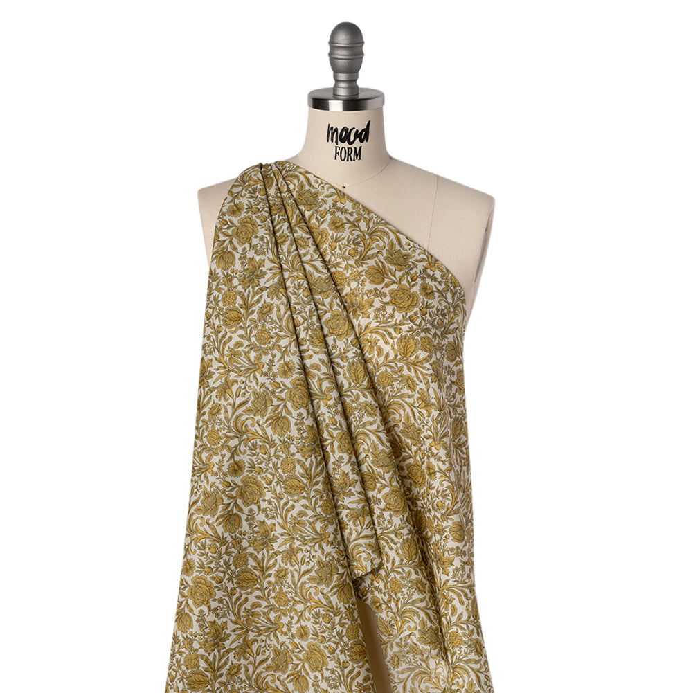 Liberty Fabrics Tana Lawn® - Sambourne Yellow - Golden Yellow and White Fancy Roses - Joann Fabrics