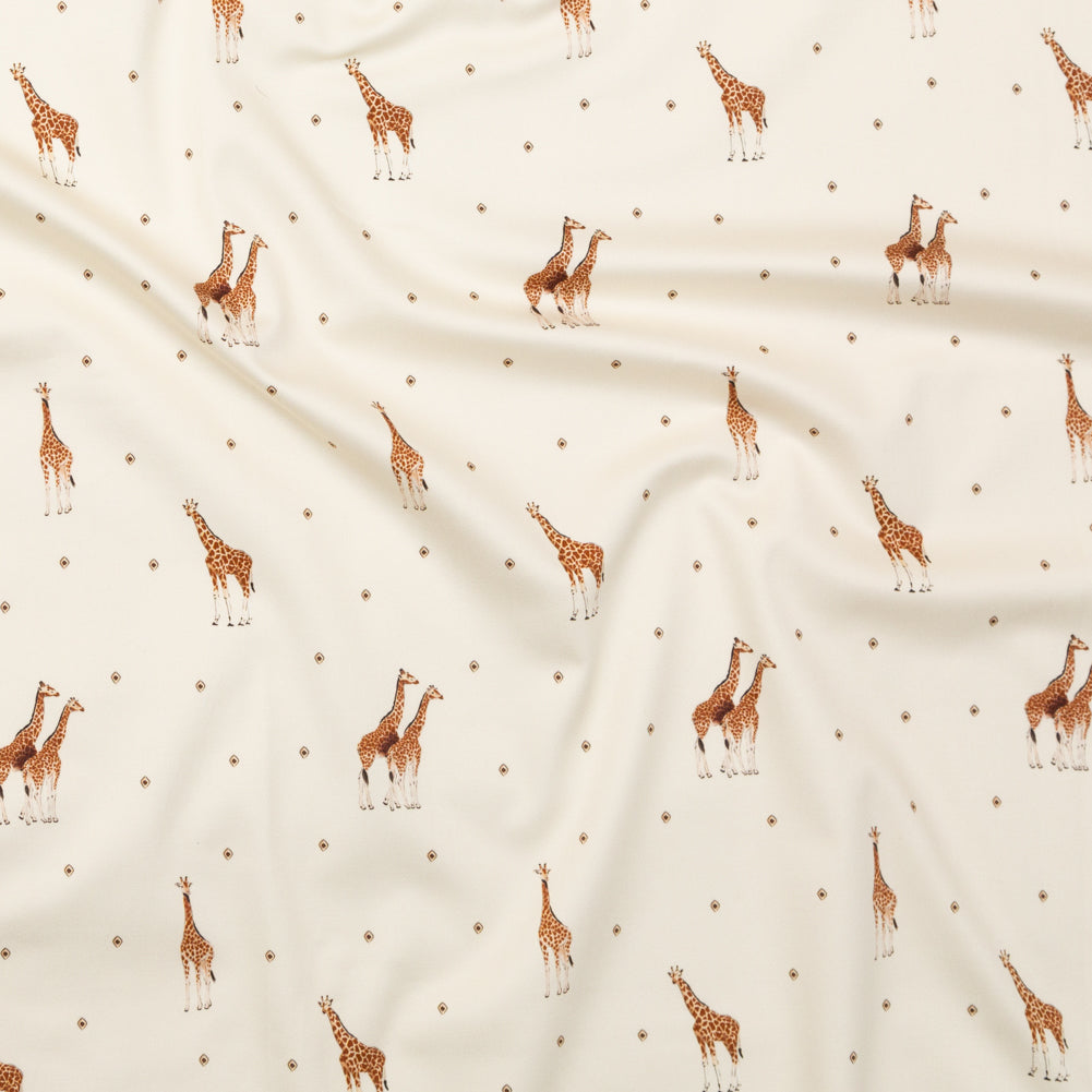 Stretch Cotton Sateen - White Giraffes and Diamonds - Span of Life Print - Mood Exclusive Kenko Collection - Joann Fabrics