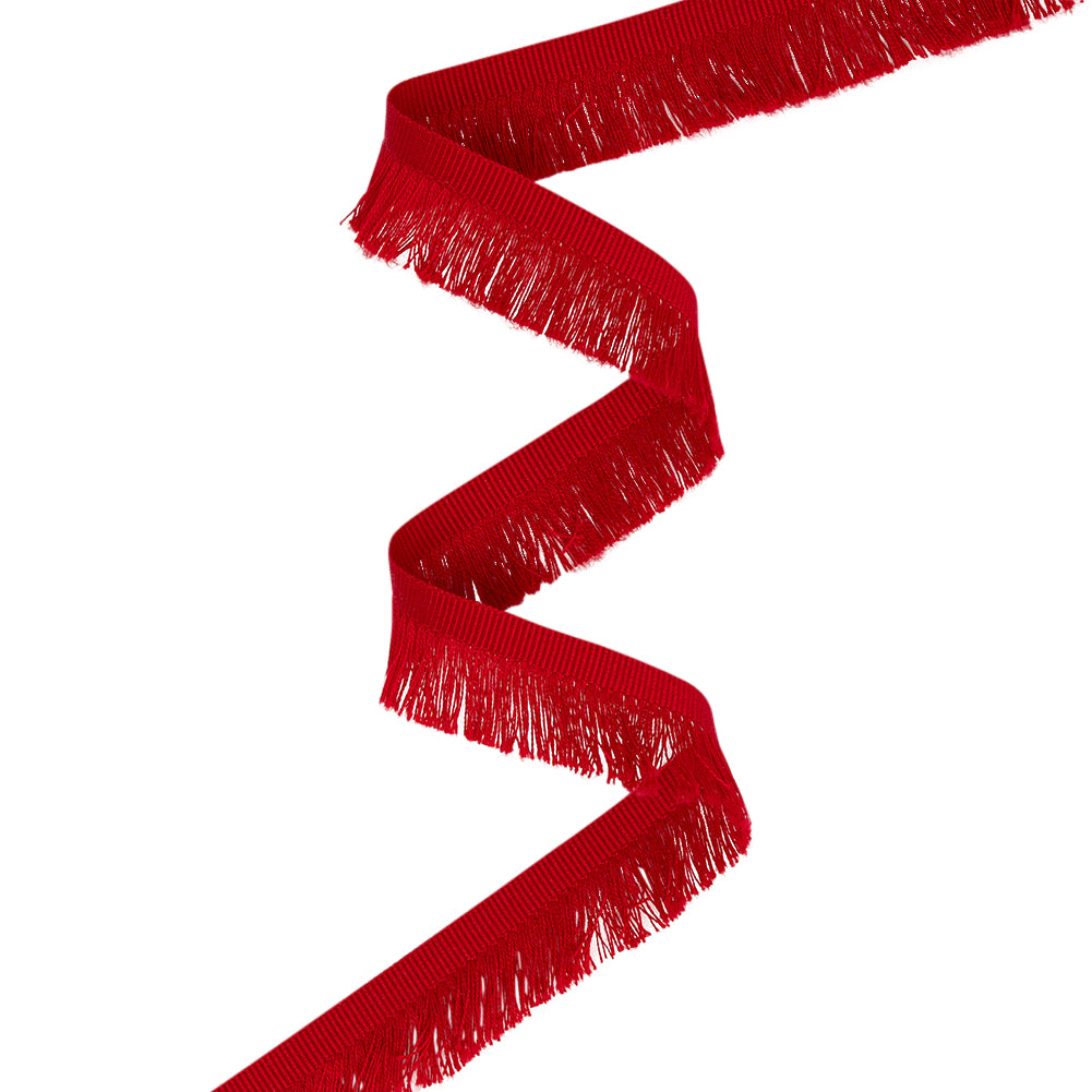 Cotton Grosgrain Ribbon with Fringe Made in Italy - 0.875