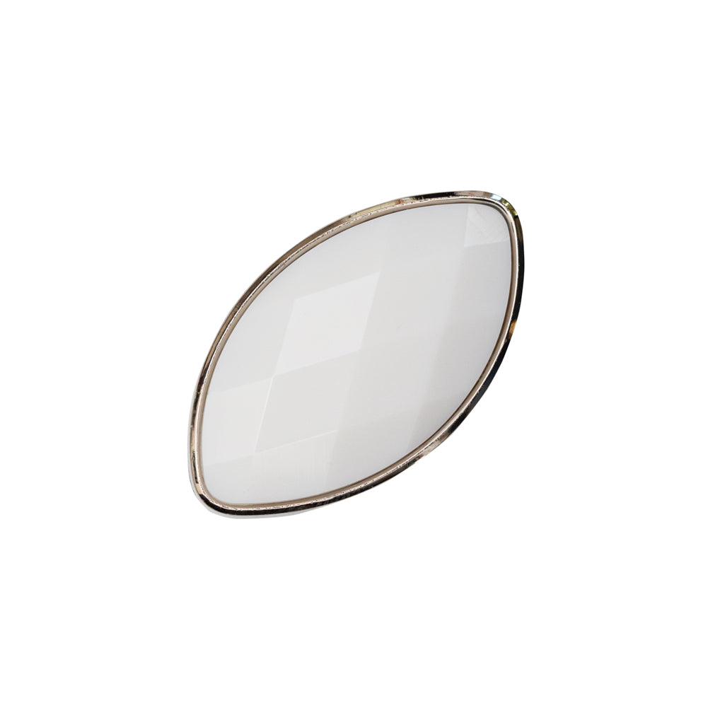 Italian White and Silver 2-Piece Plastic Teardrop Shank Back Button - 32L/20mm - Joann Fabrics