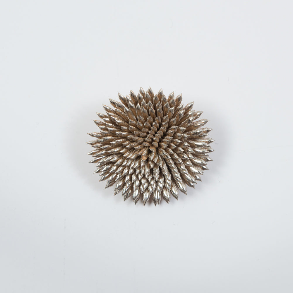 Italian Gold Faux Leather Flower Brooch- 2