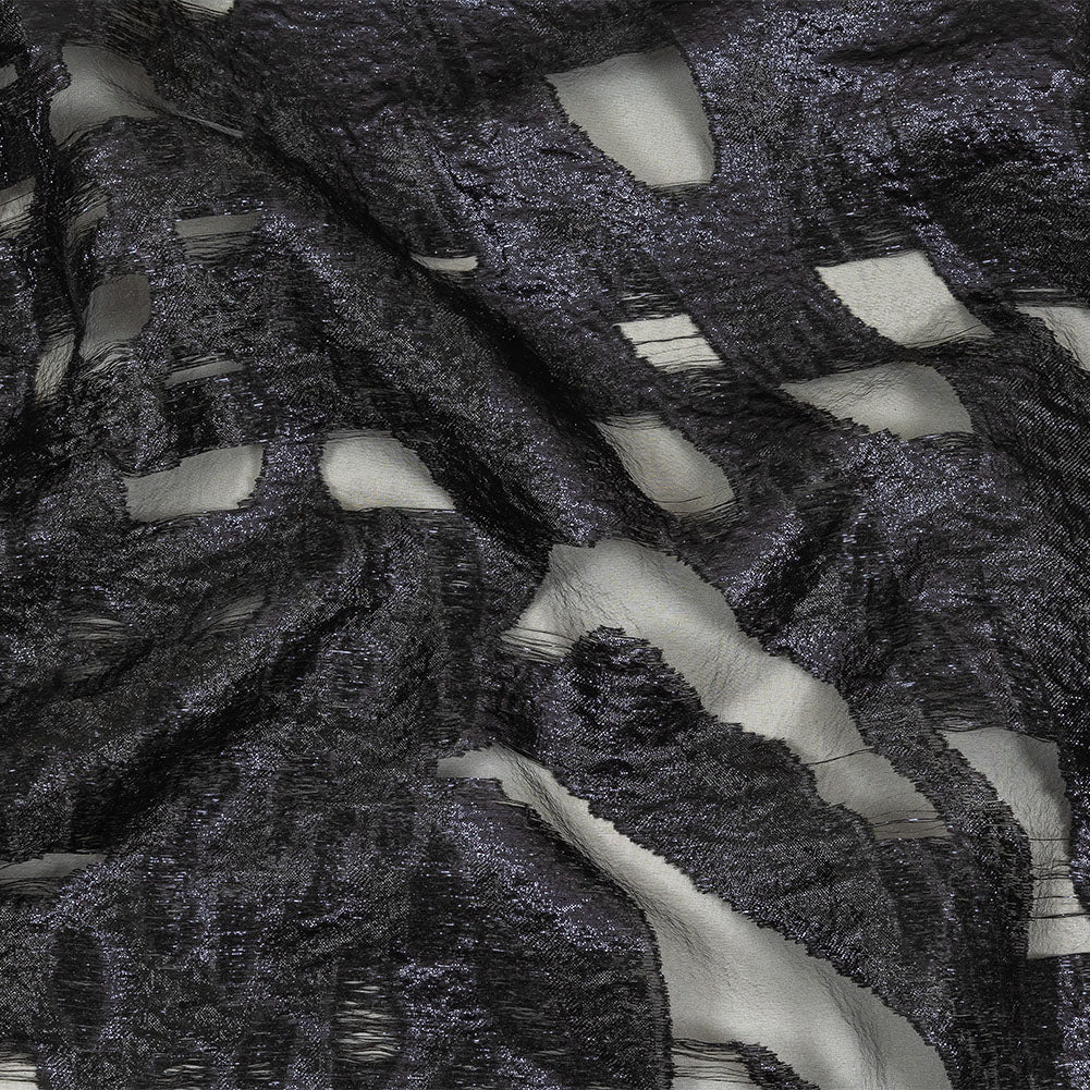 Metallic Navy and Black Abstract Luxury Burnout Brocade - Joann Fabrics